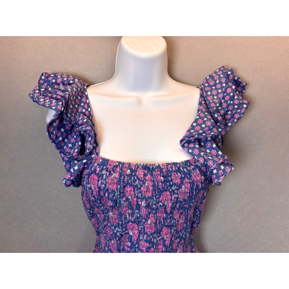 Mille Resort & Travel Olympia Dress Carnaby Floral XS Smocked‎ Ruffle pockets - Picture 3 of 11